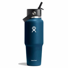 Load image into Gallery viewer, Wide Mouth Travel Bottle With Flex Straw Cap Indigo 32oz
